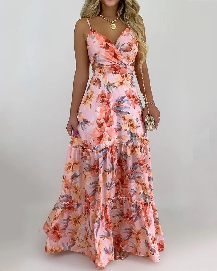 Sleeveless Printed Cutout Dress