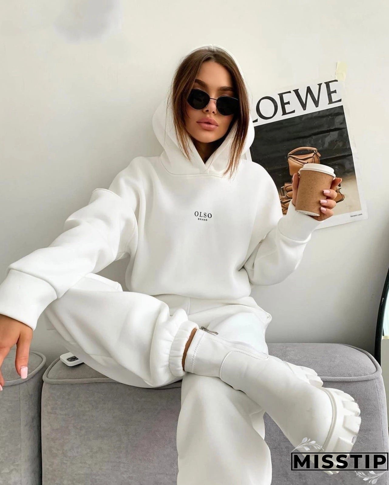 Women's Autumn Knitted Fleece Casual Two-piece Set Suits