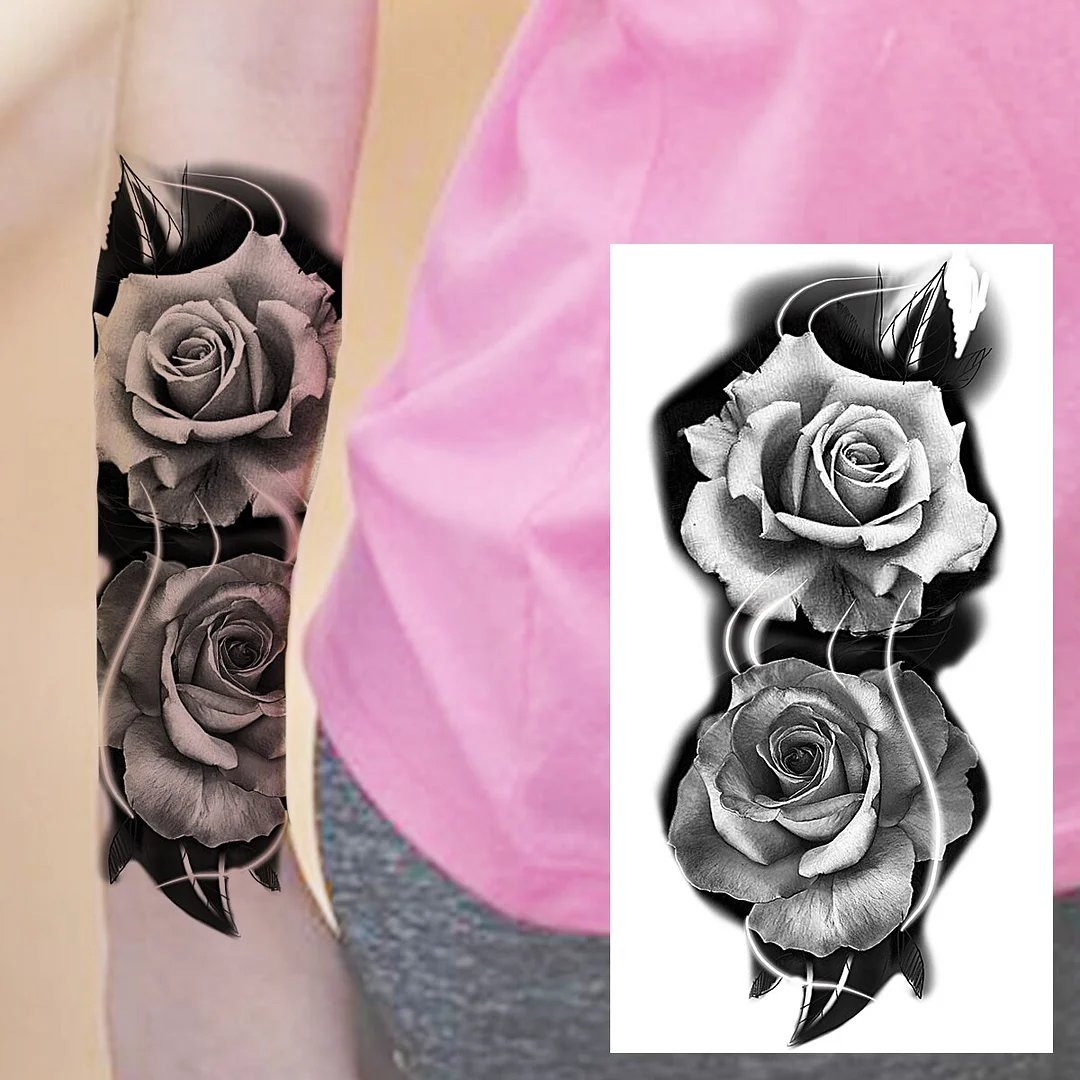 Sdrawing Praying Cross Temporary Tattoos For Men Adults Realistic Wolf Tiger Compass Skull Fake Tattoo Sticker Forearm Tatoos Arm