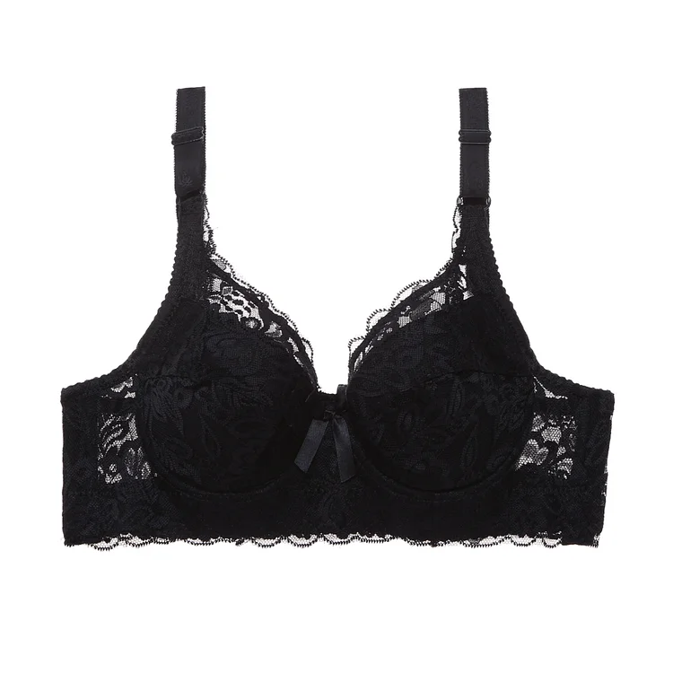 Detachable Straps 3/4 Cup V Neck Breathable Push Up Lace Bralettes With Underwire