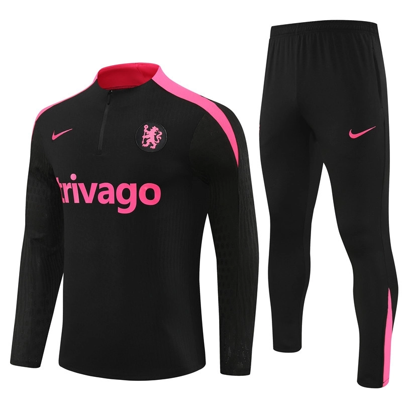 24/25 Chelsea Long Sleeve Black Training Suit