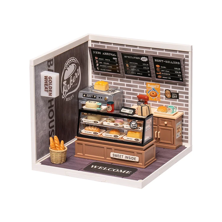 Rolife Super Creator Kit de maison miniature en plastique pour boulangerie de blé doré DW005