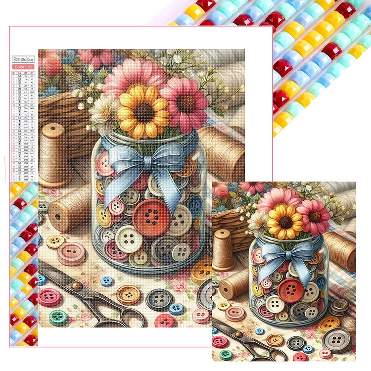 Sewing Buttons 40*50CM (Canvas) Full Square Drill Diamond Painting gbfke