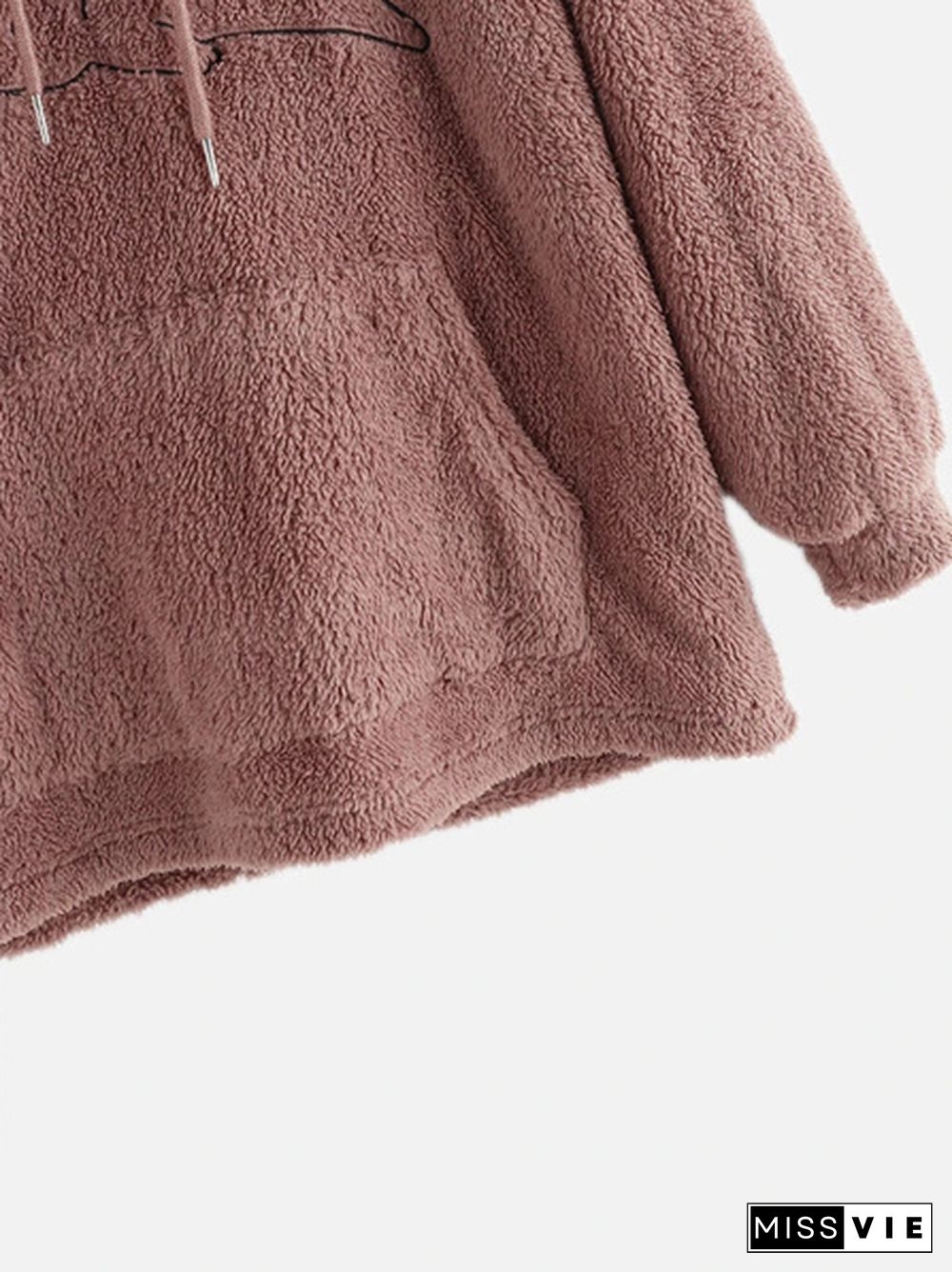 Plus Size Double-Sided Plush Long-Sleeve Hoodie