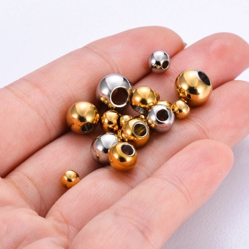 50 PCS/Package 304 Stainless Steel Solid Color Beads
