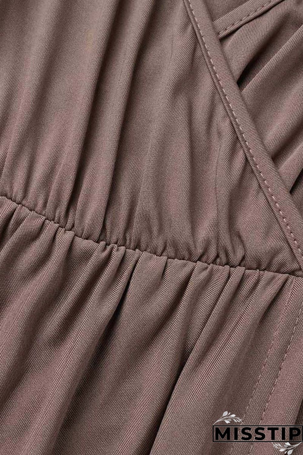 Ink Green Casual Solid Patchwork V Neck Long Sleeve Dresses