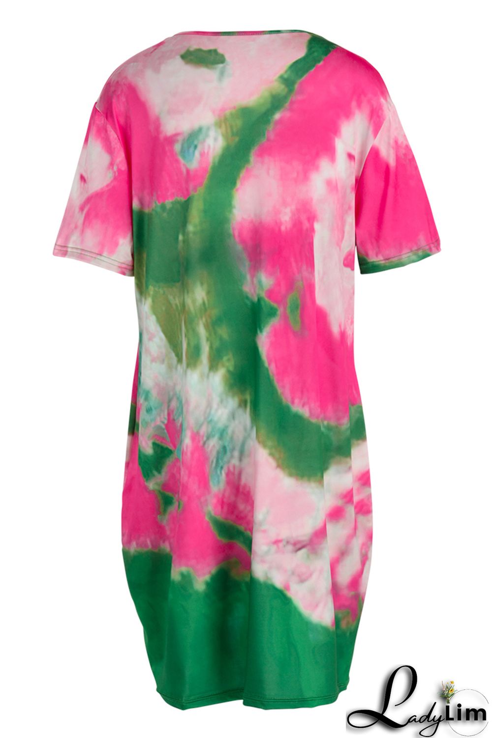 Purple Fashion Casual Letter Print Tie-dye O Neck Short Sleeve Dress Dresses