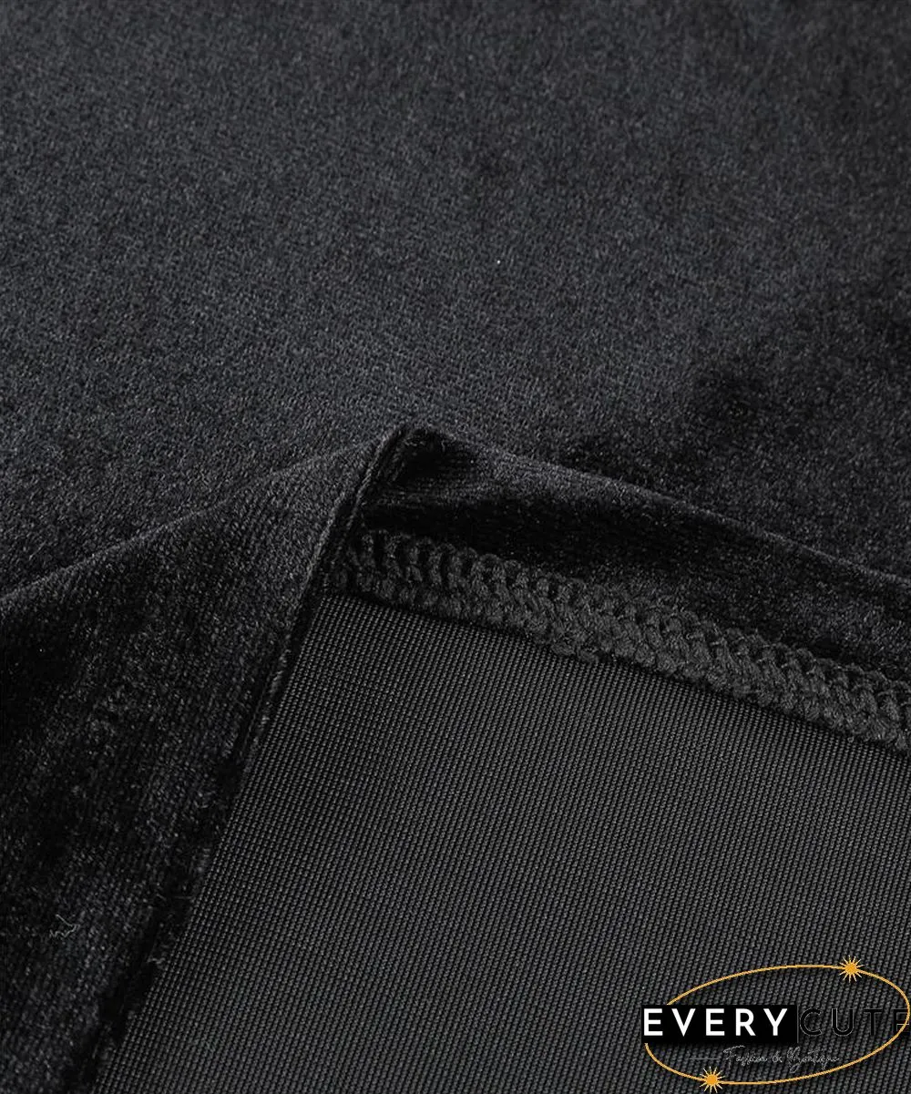 V Neck Long Sleeve Velvet Top