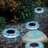 4Pcs LED Mosaic Solar Disk Light Solar-Powered Decorative Driveway Lamps Auto On/Off Ground Mosaic Disk Lamp for Outdoor Walkway Patio & Lawn
