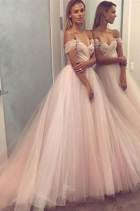 Chic Off-the-Shoulder Tulle Prom Dress | Risias