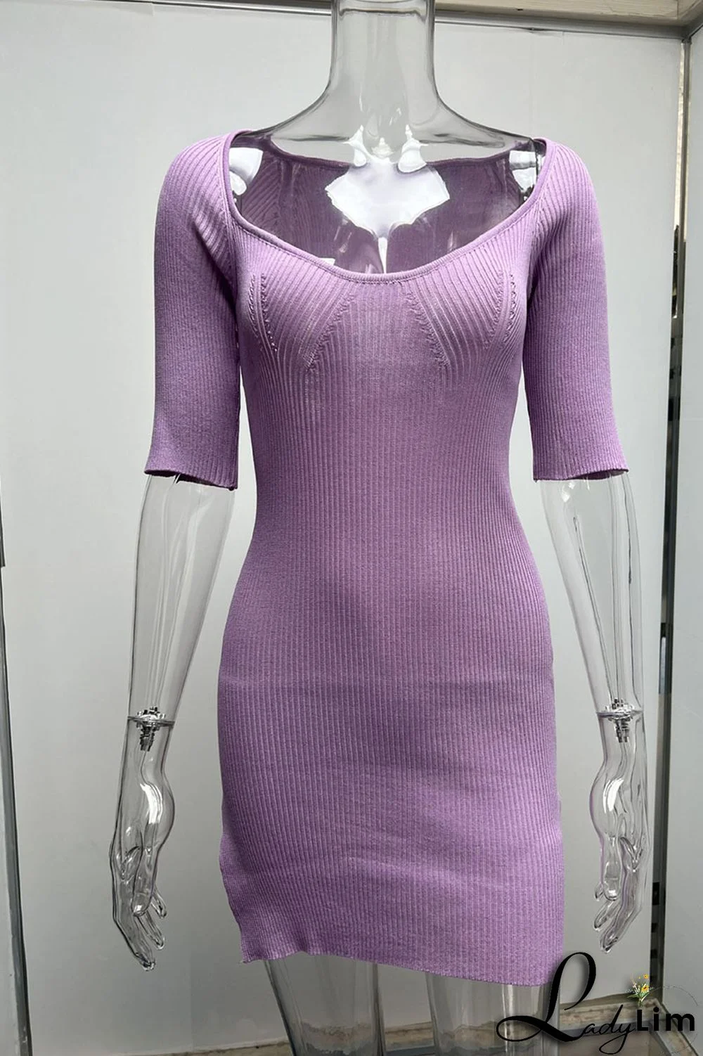 Grey Sexy Solid Patchwork U Neck Pencil Skirt Dresses