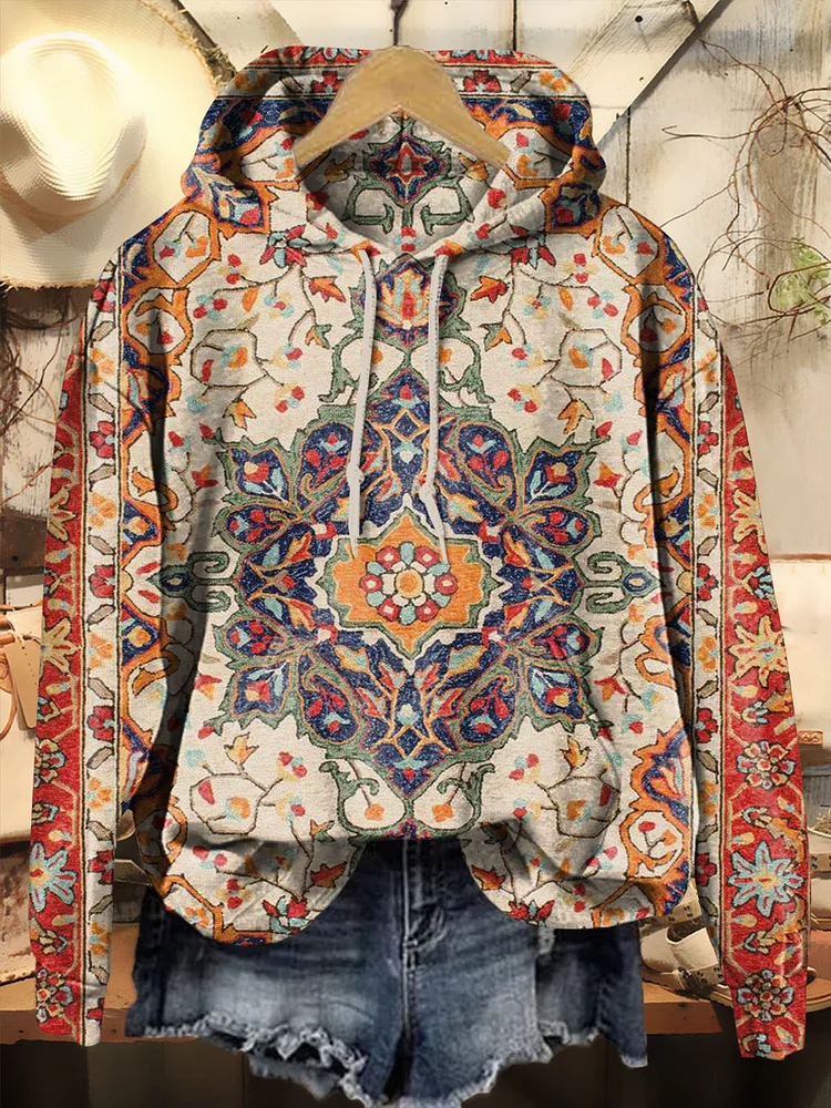 Retro Bohemia Print Casual Hoodie Sweatshirt