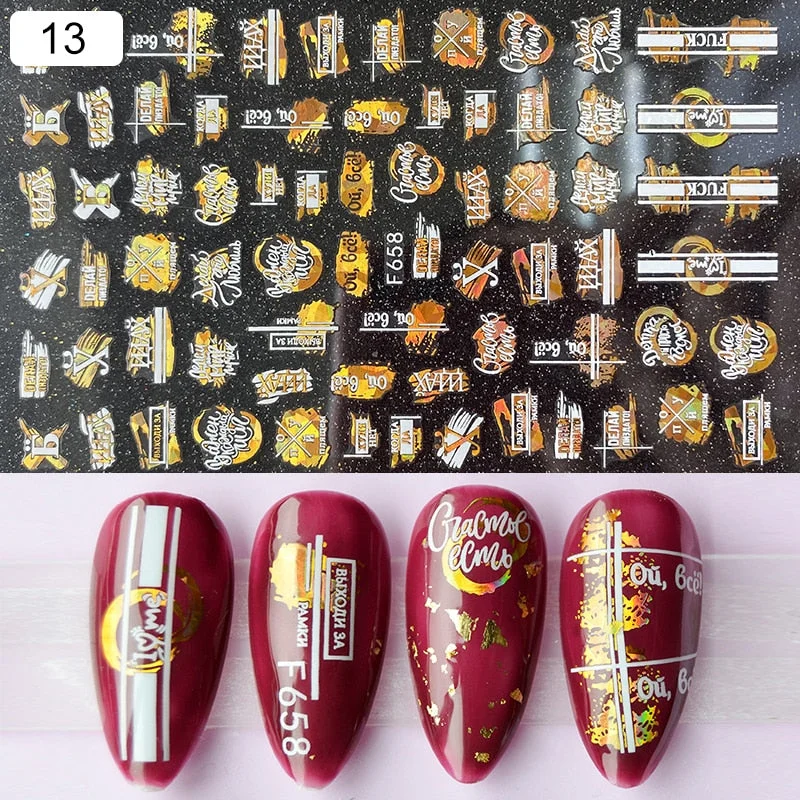 1 Sheet iridescent Nail Sticker Black leave 3D Transfer Beautiful Nail Decals Decoration Summer Popupar DIY Nail Design