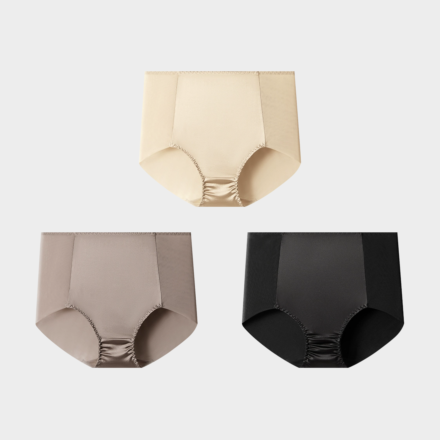 Velvet-Sheen Silk Briefs Panties High Waist 3-Pack REAL SILK LIFE
