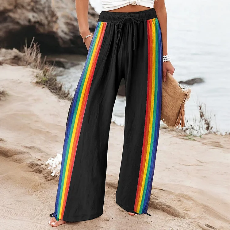 Women's Pride Day Rainbow Stripes Print Casual Pants