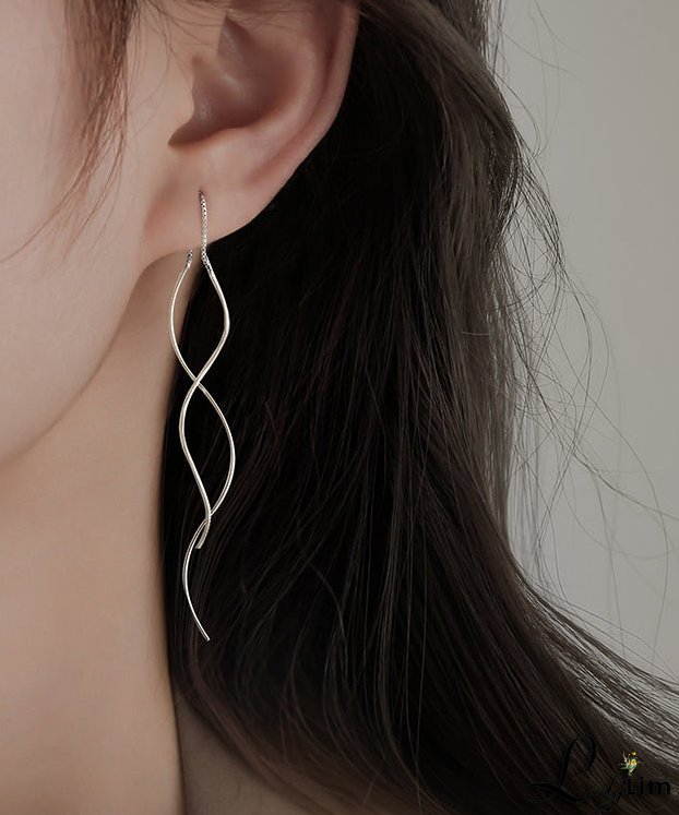 Chic Silk Sterling Silver Wave Drop Earrings