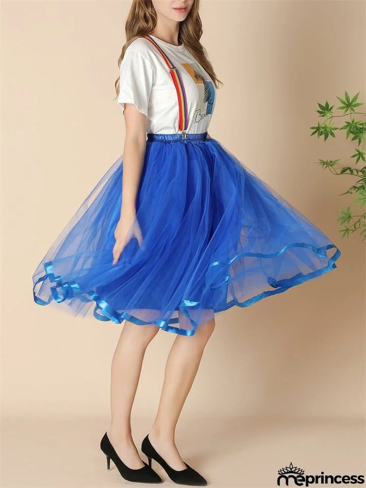 Fashion Christmas Thin Multi-layer Rainbow Puffy Skirt
