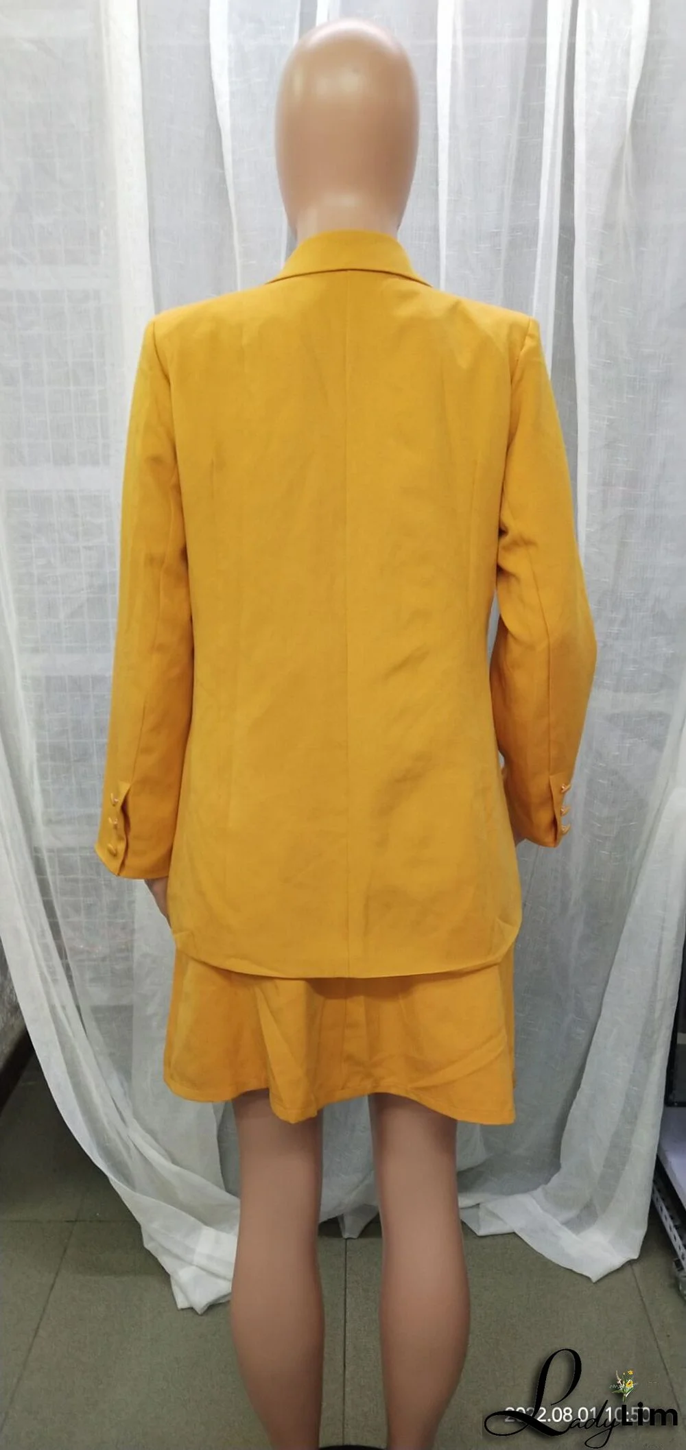 Solid Color Suit Blazer Coat Skirt Two Piece