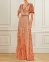 Elegant V Neck Sequin Embroidery Gown