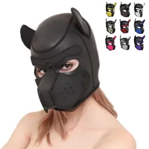 pornhint Pornhint Pup Puppy Play Hood Masks W/ Many Faces Cosplay Costume BDSM Latex Rubber Party