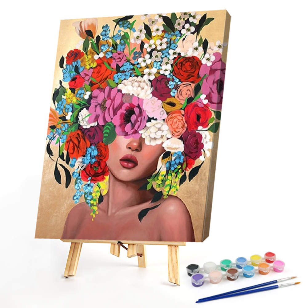 

40*50CM - Paint By Numbers - Girl with Flowers, 501 Original