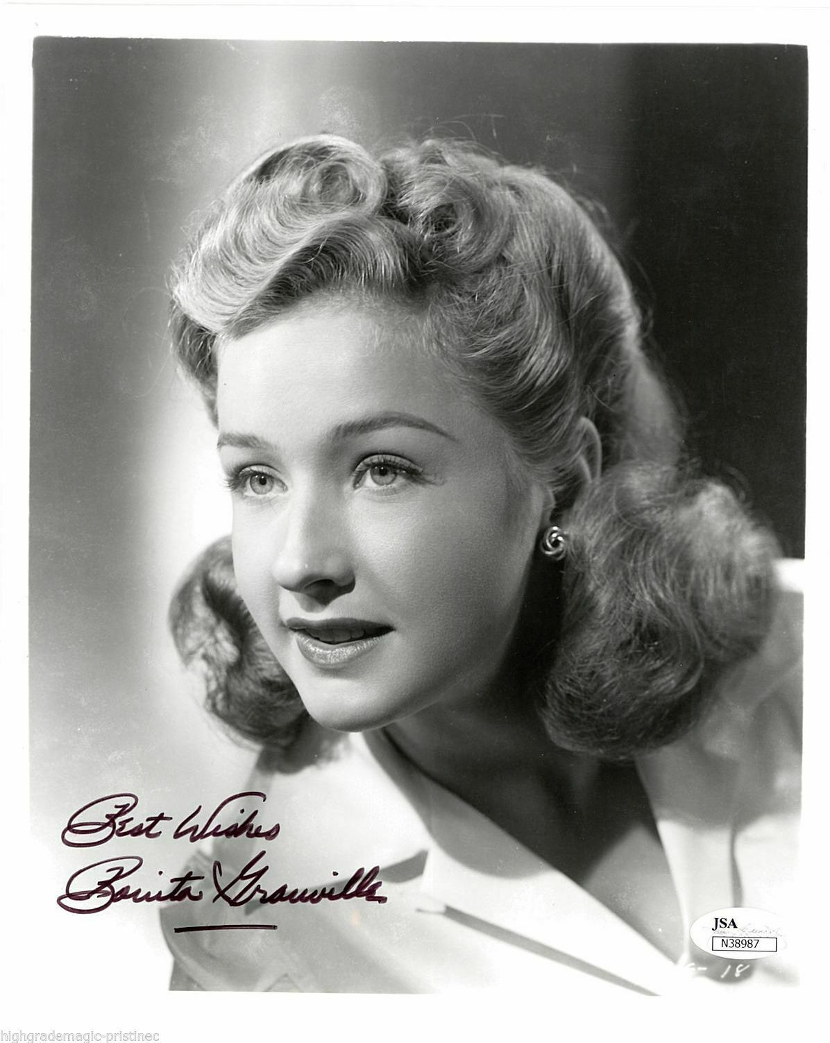 BONITA GRANVILLE VINTAGE Photo Poster painting (DECEASED) SIGNED JSA AUTHENTICATED COA #38987