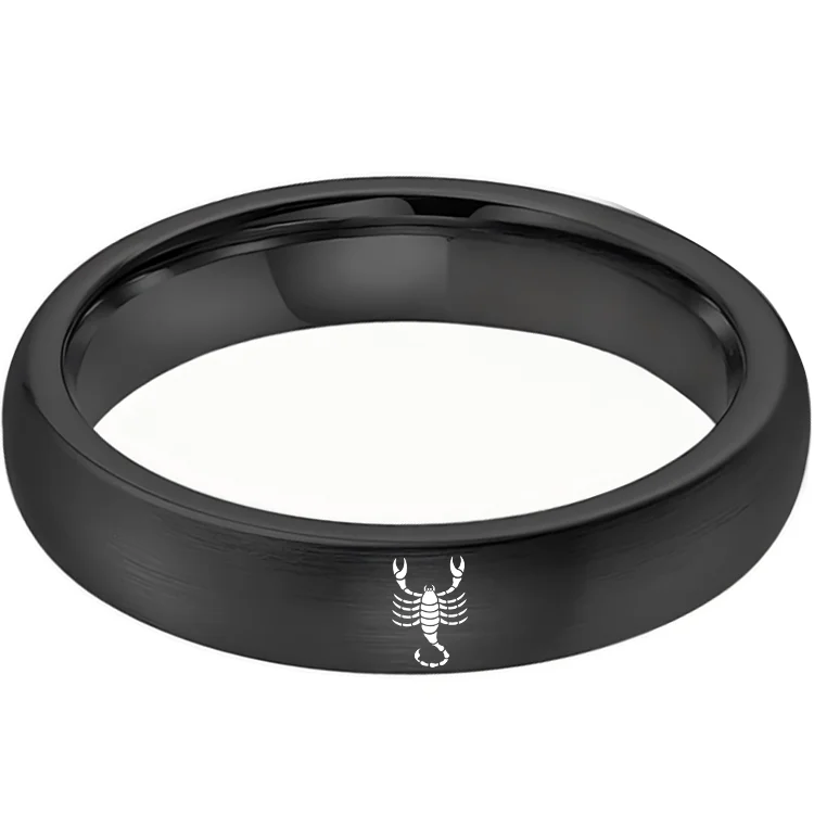 Scorpio Couples Dome Tungsten Carbide Rings Black Tungsten Wedding Bands for Men and Women 4MM 6MM 8MM