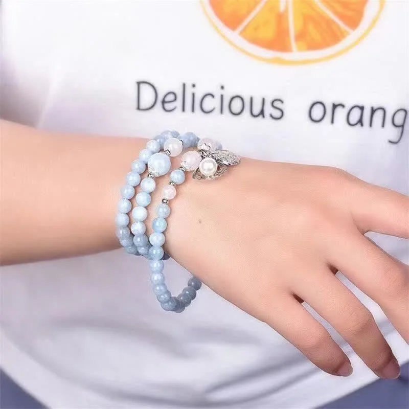 Aquamarine Peace Shell Charm Bracelet