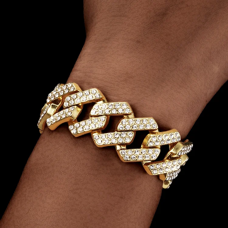 19MM Prong Cuban Link Bracelet Full Iced Out Dad Jewelry-VESSFUL