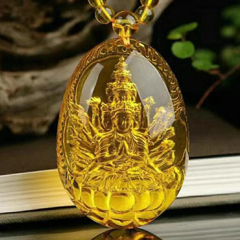 FengShui Citrine Jade Dragon Blessing Necklace