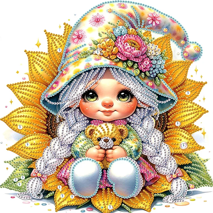 Sunflower Gnomes 30*30cm (Canvas) Special Shaped Drill Diamond Painting gbfke