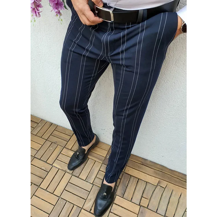 BrosWear Slim-Fit Striped Pants