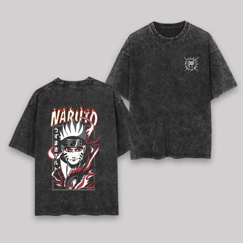 Vintage Naruto Printed Unisex Washed T-Shirt