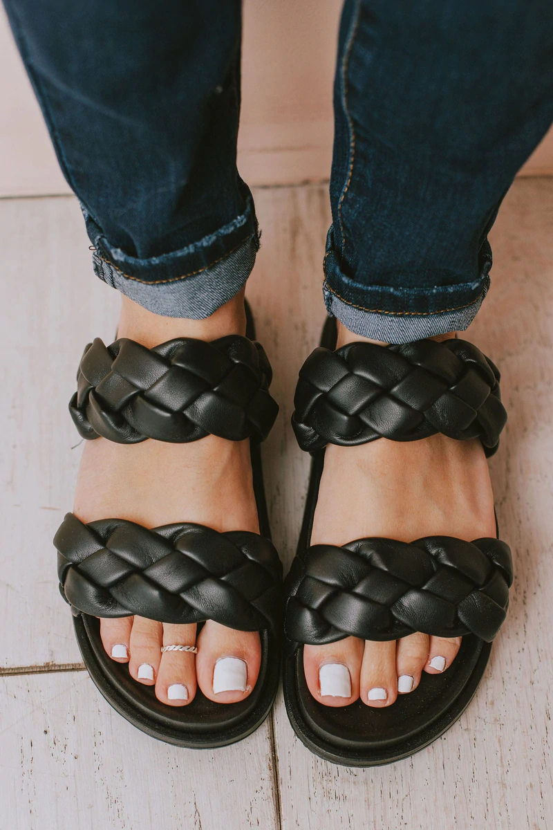 Double Braid Strap Slide on Sandals