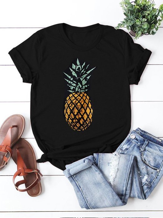 Printed Casual Crew Neck Shirts & Tops