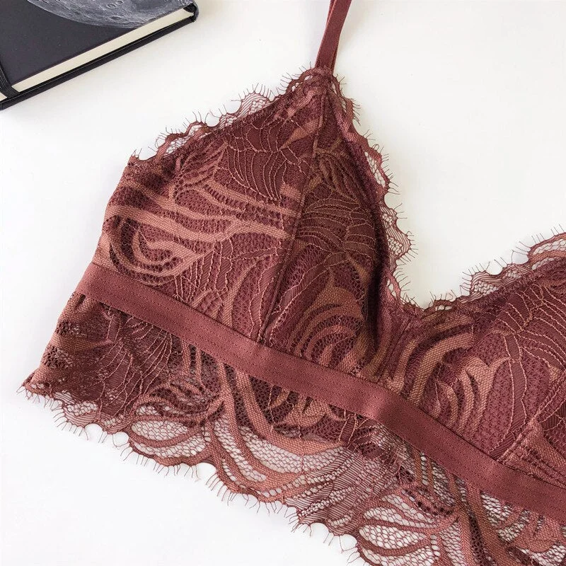 Wriufred Embroidery Green Lace Bralette Underwear Women Bra Sets Wire Free Bras Transparent Ultrathin Plus Size Lingerie Set