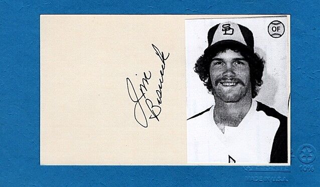 JIM BESTWICK-SAN DIEGO PADRES AUTOGRAPHED 3X5 CARD W/Photo Poster painting-EX-MINT