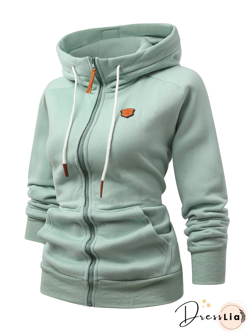 Green Cotton-Blend Casual Outerwear