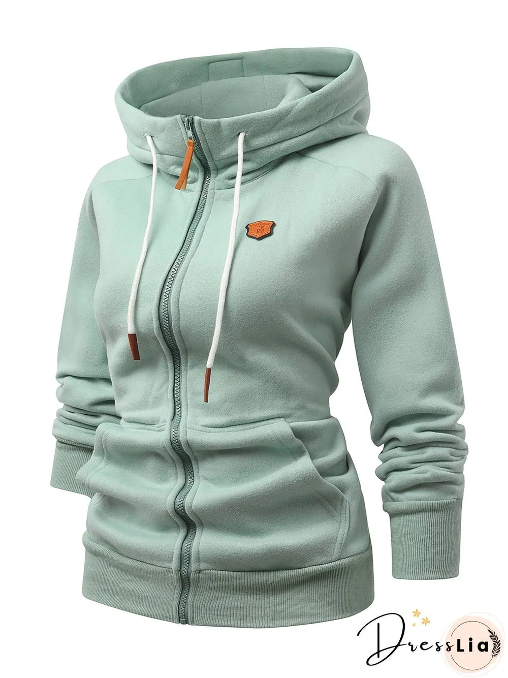 Green Cotton-Blend Casual Outerwear