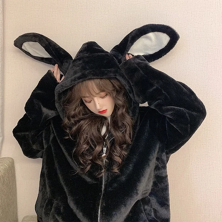 Kawaii Fashion Bunny Ears Hoodie Warm Sweater SP16443