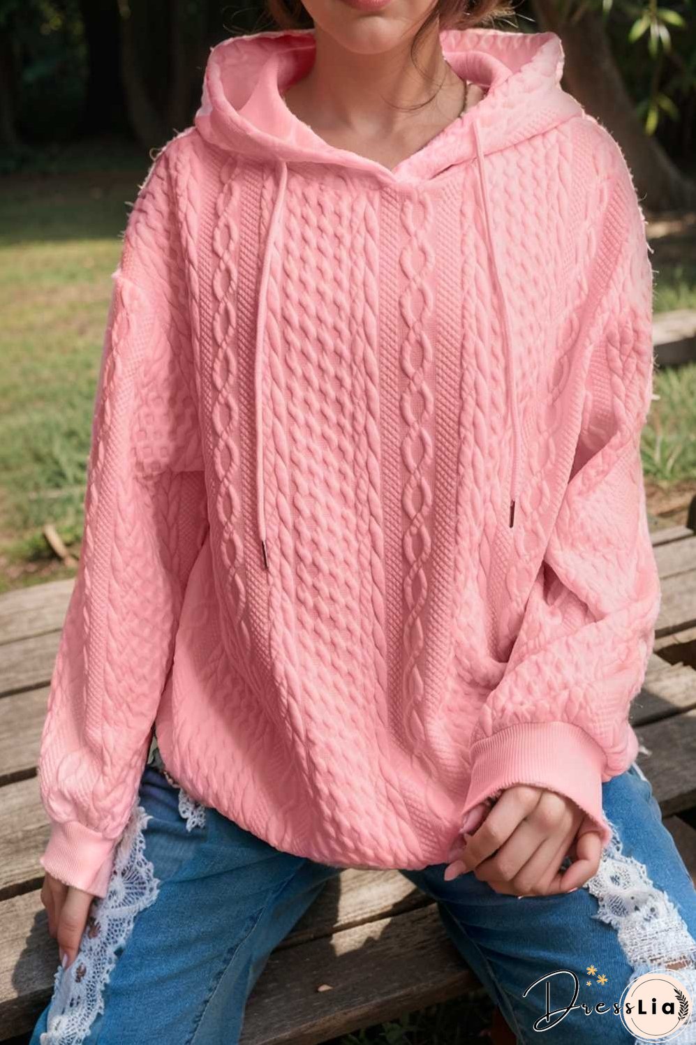 plus size casual hoodie women s plus solid ribbed long sleeve slight stretch hoodie drawstring sweatshirt