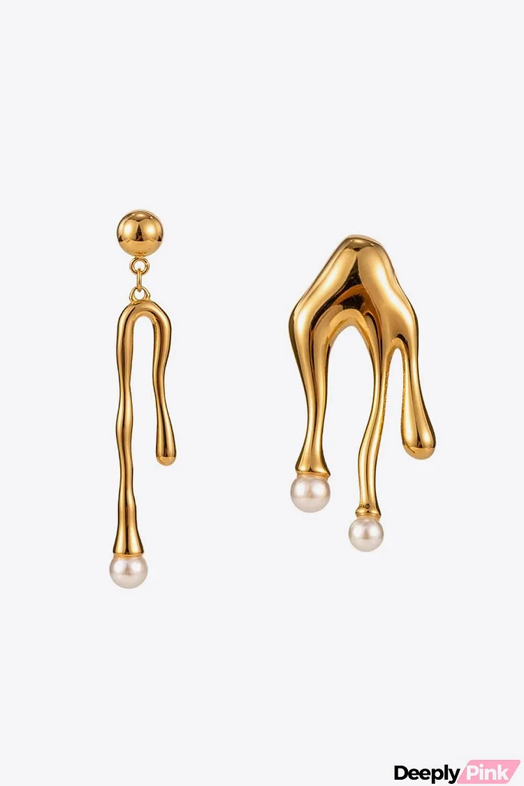 Synthetic Pearl 18K Gold-Plated Dangle Earrings