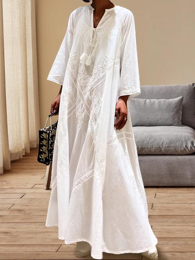 Vintage Loose-fitting Tie Dress