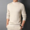 Men's Winter Solid Color Half Turtle Collar Slim Fit Stretch Knit Sweater