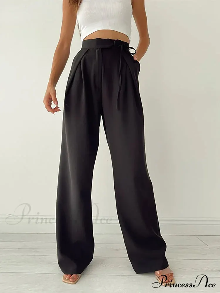 Long Loose Straight Casual Drawstring Sport Trousers