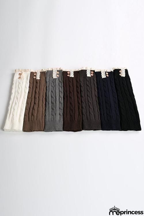 Lace Rim Braided Leg Warmers Lace Rim