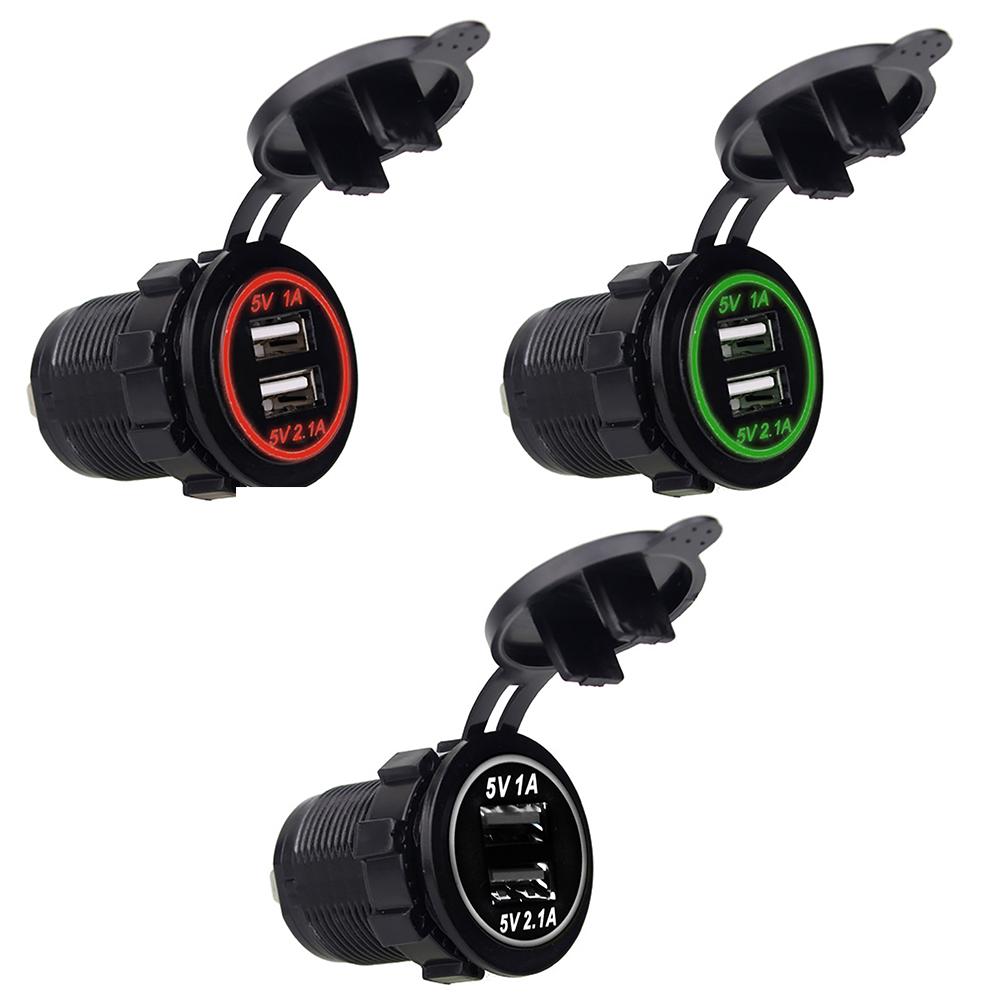 

Waterproof DC12V-24V 2.1A/1A Dual USB Car Charger Power Adapter w/Indicator, White, 501 Original