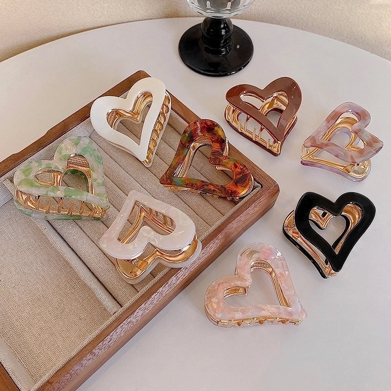 Women’s Minimalist Classic Style Heart Shape Alloy Polishing Hair Clip