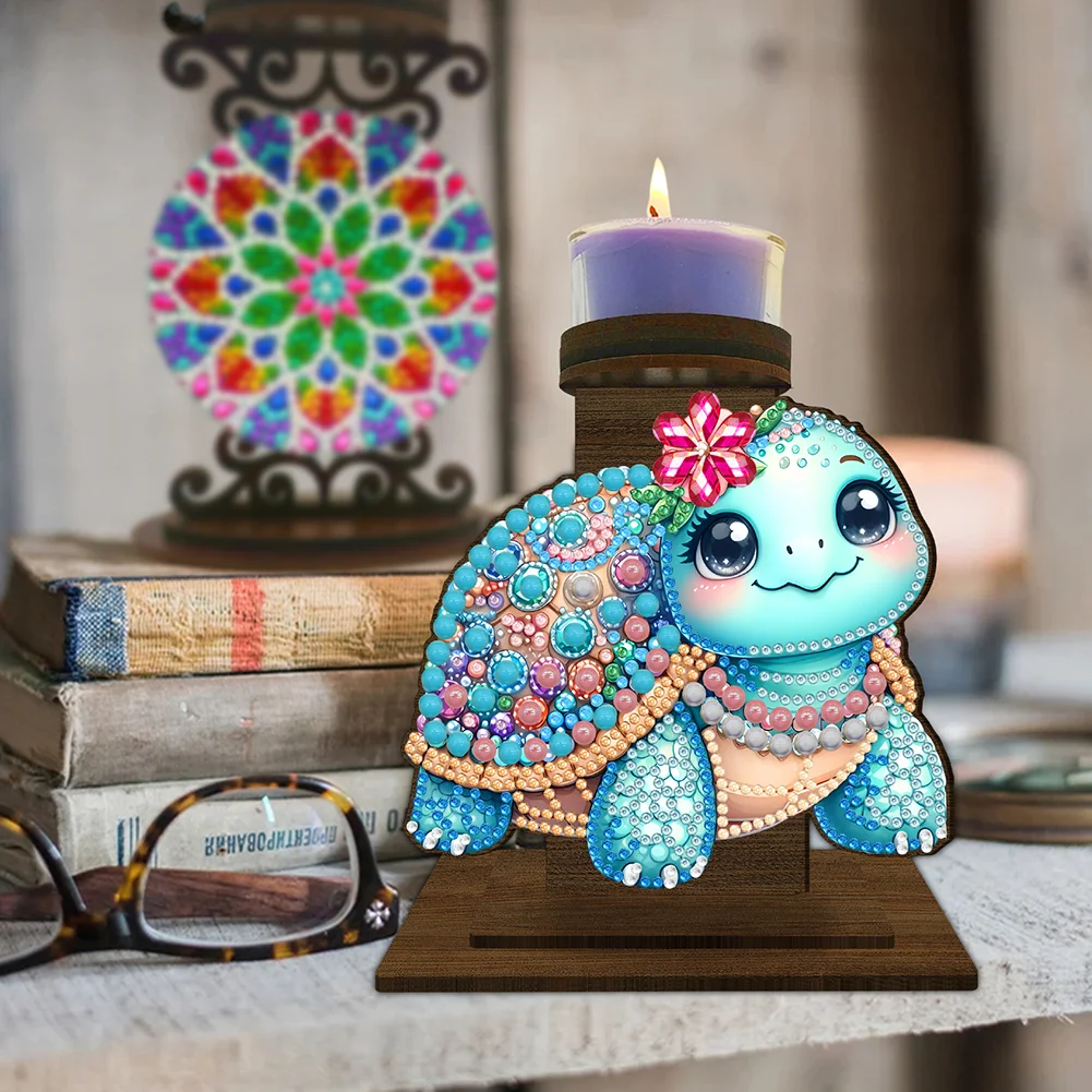 5D DIY Sea Turtle Diamond Painting Desktop Candle Holder Gifts for Family Friend