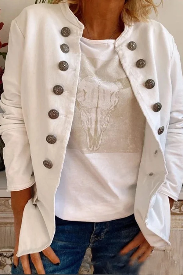 Casual Cotton Linen Loose Stand Collar Jacket